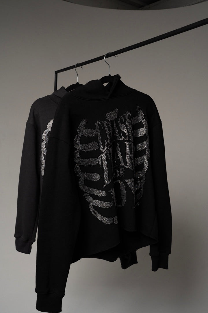 BLACK UNIFLY RHINESTONE HOODIE
